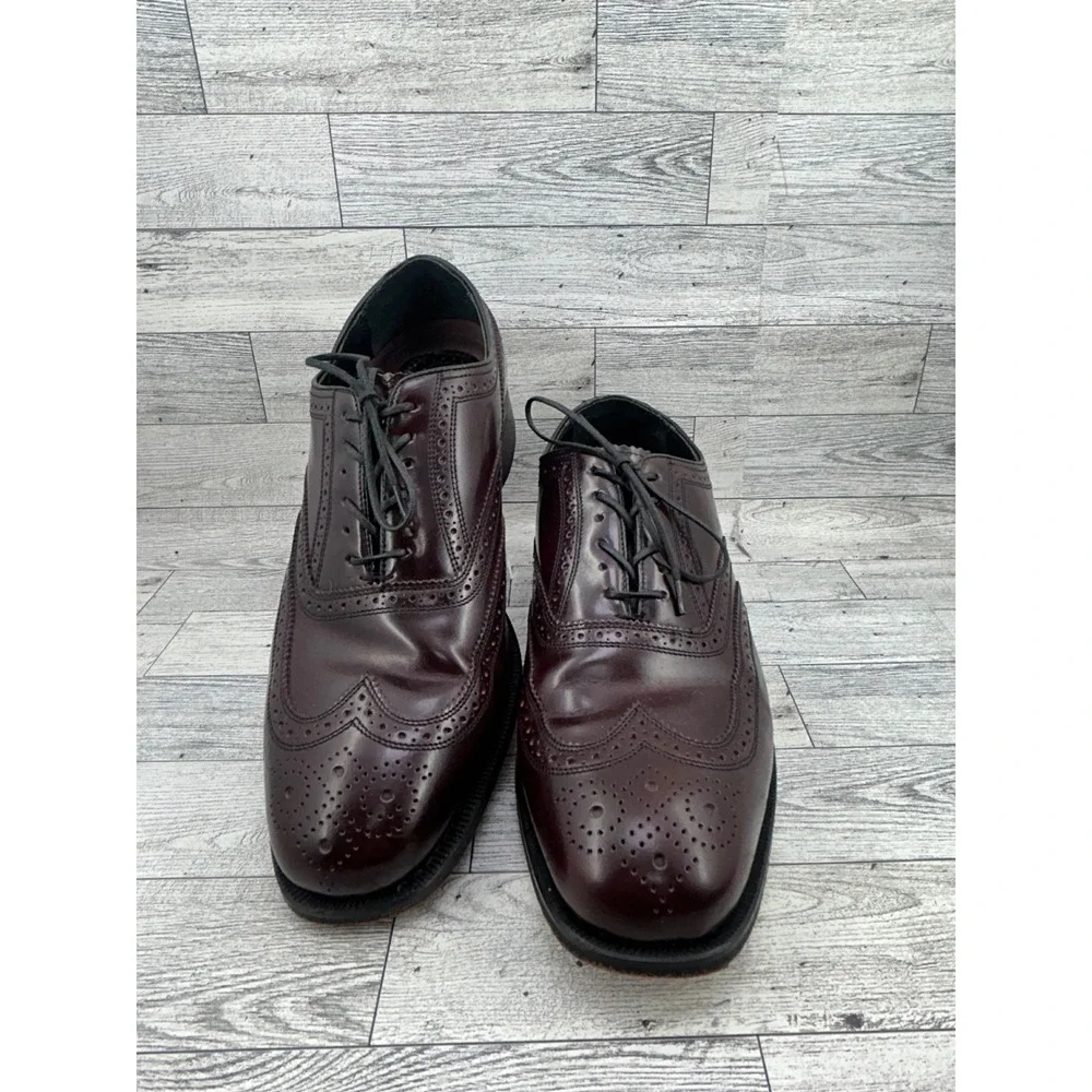 Florsheim Men 9.5 D Burgundy Leather‎ Wingtip Oxford Brogue Dress Shoes 17066-05